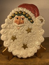 Fitz and Floyd Essentials Santa with Gold Stars Canape Plate 9” X 7 1/2” - EUC - $17.43