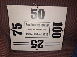 Early 1900’s Fort Dodge Ice Company Ice Block 25-100 Pound Order Cardboa... - $23.36