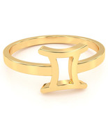 Gemini Zodiac Sign Ring In Solid 10k Yellow Gold - $230.13 CAD