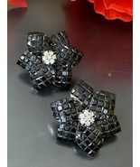 Indian Gold Plated Bollywood Style CZ Earrings Black Studs Flower Jewelr... - £68.13 GBP
