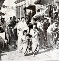 Cornelia And Her Sons Walking In Rome 1913 Plate Print 2 Page History DW... - $39.99
