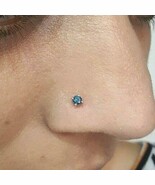 Blue Diamond Nose Stud / Nose Pin White / Yellow Gold 18ct 0.07 cts Scre... - $2,299.31 MXN