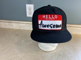 Hello My Name is Awesome Black Baseball Cap Men&#39;s Polyester Snapback Hat - $11.87