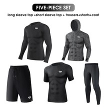 WEST BI 5Pcs  Suits Men&#39;s Compression Pants Shirt Top Long Sleeve Jacket Athleti - £134.29 GBP