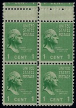 804 - 1c Miscut Gutter Snipe Error/ EFO "Presidential Series" Prexie Block 4 MNH - $19.99