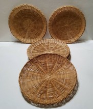 7 Vintage Wicker Rattan Paper Plate Holders 9.5&quot;  - £18.40 GBP
