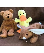 TY Beanie Babies Bear Fuzz Quackers Duck Ears Bunny Rabbit Easter Lot - £5.04 GBP