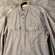 Cabelas Deerskin Chamois Flannel Mens Large Grey Button Up Heavy Outdoor... - $12.63