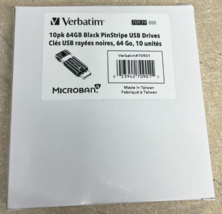 Verbatim, Microban 64GB PinStripe USB Flash Drive - Business 10pk - Black - £38.84 GBP