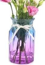 Offidix Flower Vase, Gradient Multicolor With Geometric Faceted Design Art - £33.56 GBP