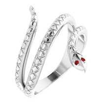 Sterling Silver Mozambique Garnet Snake Ring Size 7 - £119.10 GBP