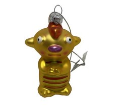CBK Hand blown glass Yellow Space Monster Christmas Ornament  nwt - $8.17