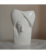 Designer Bearded Turban Guy Man Face Vase Glazed White Ceramic 7.5&quot;H Hom... - £9.84 GBP