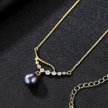 Fashion Ladies Necklace S925 Sterling Silver Plated 18K Gold Silver Freshwater P - £16.69 GBP