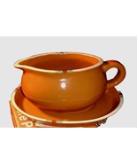 Vntg Dansk Mesa Terracotta Gravy Boat (2 Cup) &amp; Under Plate Stoneware So... - $48.46 CAD