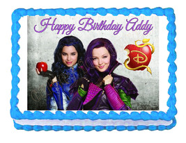 Disney Descendants Mal and Evie party edible cake topper frosting sheet - £7.80 GBP