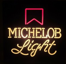 VTG MICHELOB LIGHT BEER FAUX NEON LIGHTED 18&quot; x 18&quot; SIGN, ANHEUSER-BUSCH... - £43.92 GBP