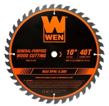 WEN BL1040 10-Inch 40-Tooth Carbide-Tipped Professional Woodworking Saw Blade - £30.36 GBP