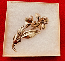 CALLA LILY FLORAL BROOCH / Vintage CARL ART 1/20 - 12K Gold Fill Over St... - £178.05 GBP