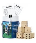 Large Wooden Yard Dice Outdoor Games Set of 6 with Scorecards and Bucket - £23.46 GBP