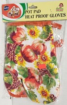 2Pc Kitchen Printed Set: 1 Oven Mitt &amp; Pot Holder Sunflowers Etc Orange Back Ff  - £12.77 GBP