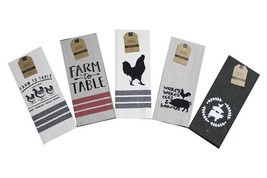 Kitchen Dish Towels Set of 5 Farmers Table Design Tea 16 x 28 Linen 100%  Cotton - £20.14 GBP