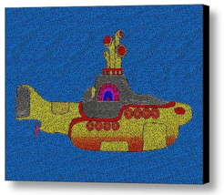 Yellow Submarine  Lyrics The Beatles AMAZING Mosaic Framed Print Limited... - £15.32 GBP