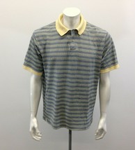 Field Gear Polo Shirt Men&#39;s Large Cotton Pattern Yellow Blue Short Sleeve - £8.31 GBP