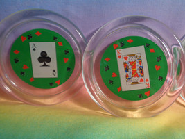 Vintage Luminarc France Poker Barware Playing Cards Glass Coasters Set 4  - £8.62 GBP