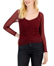 MSRP $29 Crave Fame Women Mesh Ruched-Front Top Red Size XS - $6.28