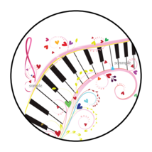 30 PIANO KEYBOARD ENVELOPE SEALS STICKERS LABELS TAGS 1.5&quot; ROUND MUSIC - £6.00 GBP