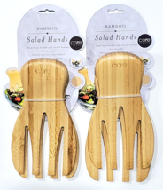 2 Packs Core Bamboo Salad Hands Eco Friendly Strong Stylish Natural - £27.17 GBP