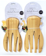 2 Packs Core Bamboo Salad Hands Eco Friendly Strong Stylish Natural - £27.07 GBP