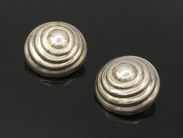 ZINA 925 Sterling Silver - Vintage Shiny Dome Non Pierce Button Earrings- EG8988 - £55.93 GBP