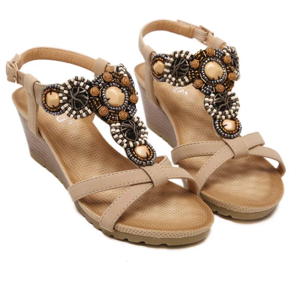 Ohemia wedge women sandals summer vintage rhinestone woman flip flops beach women shoes thumb200