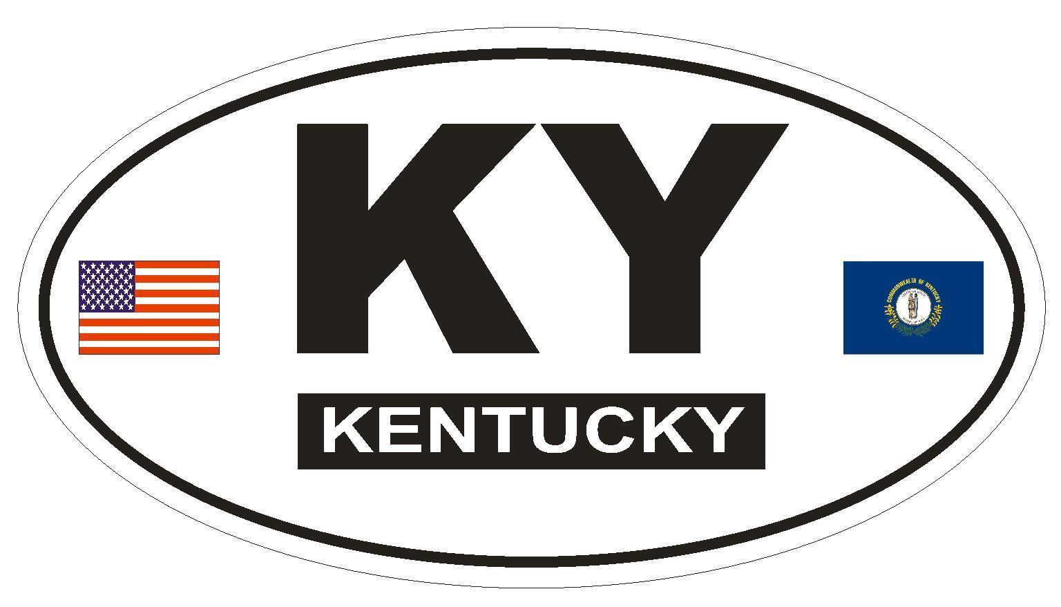 Primary image for KY Kentucky Oval Bumper Sticker or Helmet Sticker D797 Euro Oval with Flags
