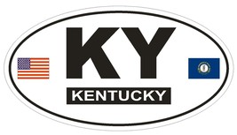 KY Kentucky Oval Bumper Sticker or Helmet Sticker D797 Euro Oval with Flags - £1.09 GBP+