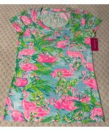 Lilly Pulitzer Shirt Women's Stretch Flaming Floridita Short Sleeve Top ... - $29.98