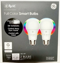 NEW 2-Pack C by GE 93106796 A19 Bluetooth Smart LED Light Bulb - Multicolor - £17.12 GBP