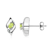 ANGARA Peridot and Diamond Shell Stud Earrings in Silver for Women (4x3mm) - $188.50+