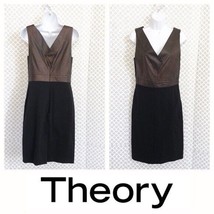 Theory brown faux leather combo black dress - £30.94 GBP