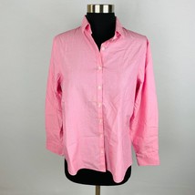 Lands&#39; End Pink No Iron Supima Simple Collared Button Down Women&#39;s Size ... - £16.50 GBP