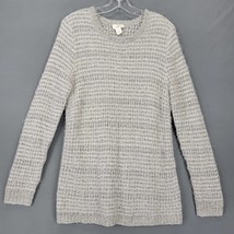 Loft Women Sweater Size M Gray Preppy Stripe Soft Long Sleeve Classic Ro... - £10.61 GBP