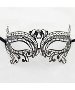 Double Swan Metal Laser Cut Masquerade Mask with Clear Diamonds - $18.19