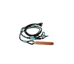 Horse Reins  Braided Rawhide Romel Turquoise Leather Popper Tack RHR002 - $58.41