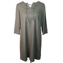 Talbots Cotton Tie Front Olive Green Dress Sz 0157 - $34.30