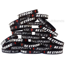 50 of Be Strong Wristbands - Philippians 4:13 Religious Scripture Bracelets - £32.05 GBP