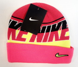 Nike Signature Hyper Pink Cuff Knit Beanie Skull Cap Youth Girls 7-16 NWT - £17.64 GBP