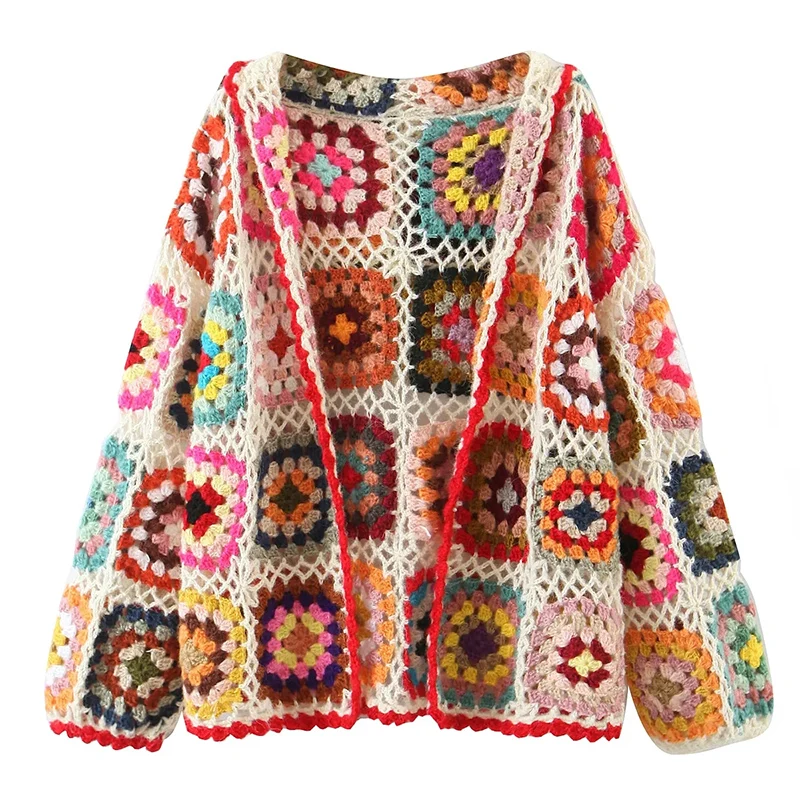 Xitimeao Hand Made Crochet Hooded  Coat Women Cardigan Vintage Long Sleeve Femal - £160.24 GBP