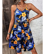 Summer Vacation V-Neck Spaghetti Strap Print Camisole Dress – Bohemian S... - $33.94 CAD